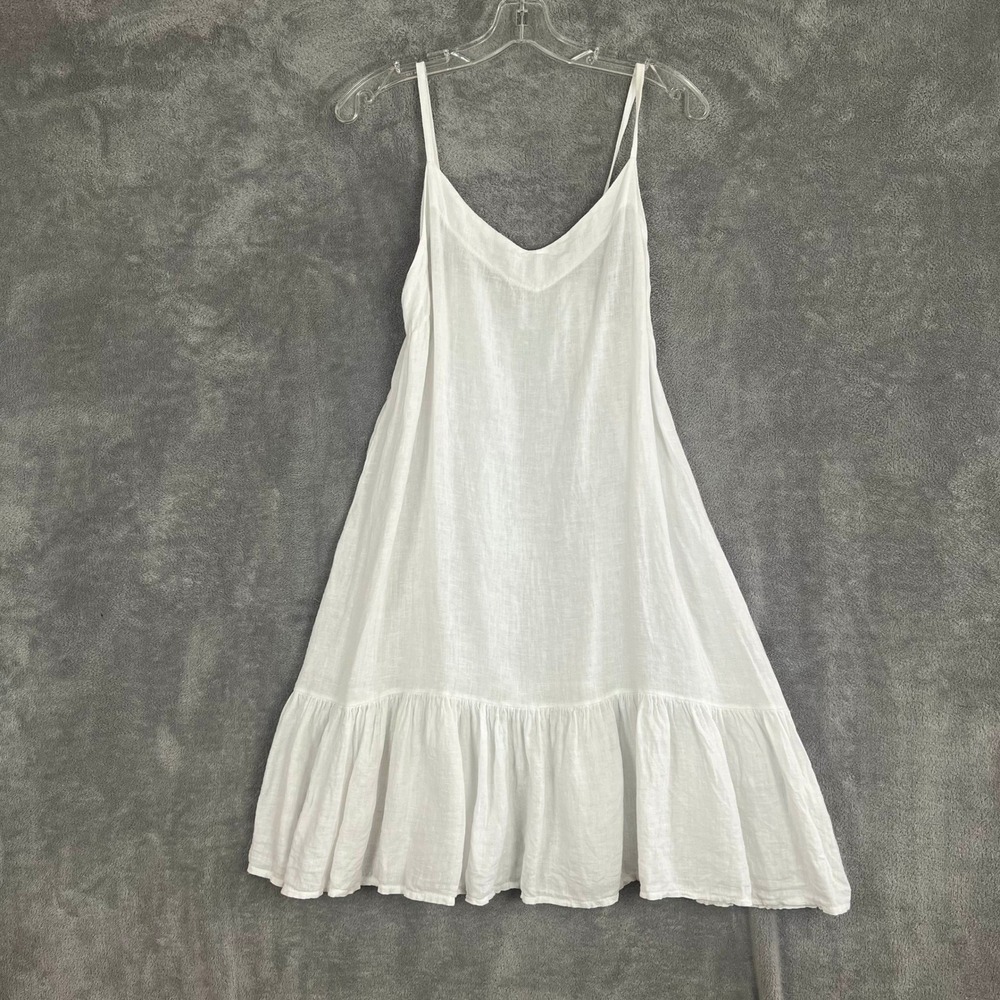 Bellambra Mini Dress Womens L White 100% Linen Made in Italy Honeymoon Bridal
